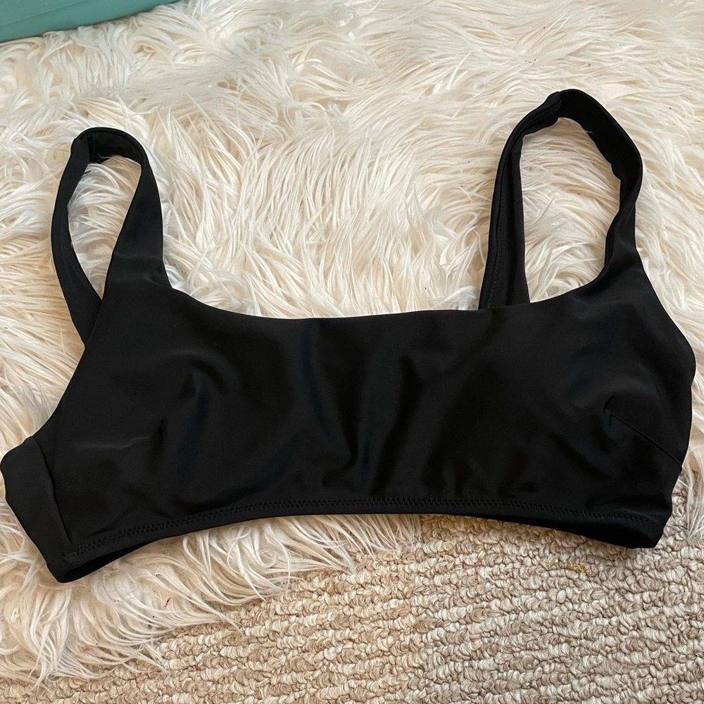 Aerie AE scoop wide neck bikini top black size medium